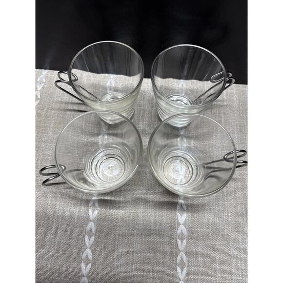 Set Of 4 Bormioli Rocco Glass Cappuccino Coffee Cups Stainless Steel Handle EUC - Picture 11 of 11